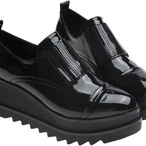 Womens Fashion Oxfords Creepers High Platform Wedge Heel Shoes